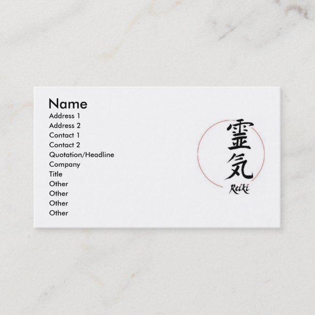 Tarjeta rechoncha de Reiki (Anverso)