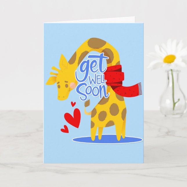 Tarjeta Recibir muy pronto un saludo de jirafa muy lindo (Planta pequeña)