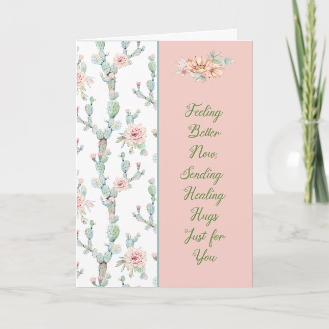 Tarjeta Recibir una buena carta por Pheumonia con Cacti. (Anverso)