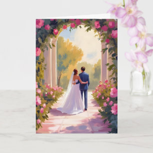 Tarjeta Recién casados Pintura de boda de novia y novio