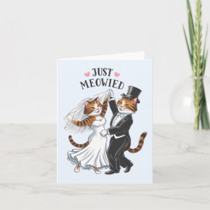 Tarjeta Recién Meowied Parejas Casadas Gato Divertido Boda