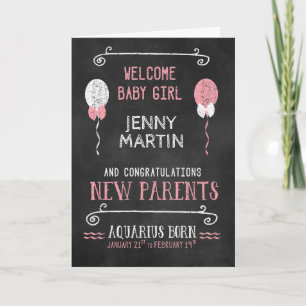 Tarjeta Recién nacido AQURIUS Chica nacido del 21 al 19 de