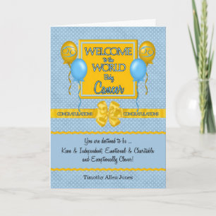 Tarjeta Recién nacido azul niño cáncer Zodiac felicitacion