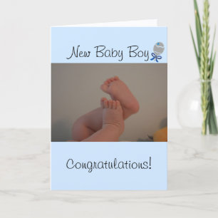 Tarjeta Recién nacido Boy Baby Feet Blue Rattle