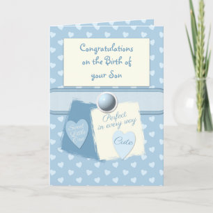 Tarjeta Recién nacido boy felicitaciones azul