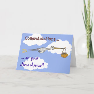 Tarjeta Recién nacido de la cigüeña y del búho del bebé