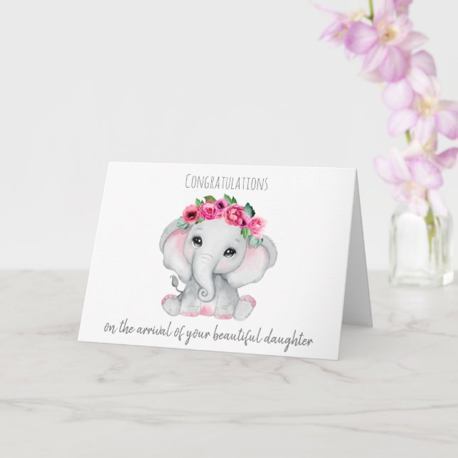 Tarjeta Recién nacido Ellie en rosa (Orquídea)