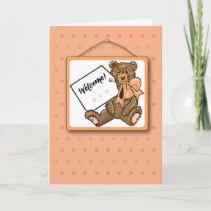 Tarjeta Recién nacido Felicitaciones Teddy Bear Naranja Br