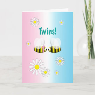 Tarjeta Recién nacido Felicitaciones Twins Boy y Chica