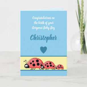 Tarjeta Recién nacido Ladybirds felicitaciones azul