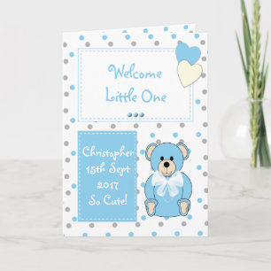 Tarjeta Recién nacido Niño oso azul