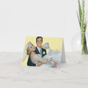 Tarjeta Recienes casados de la boda del vintage, novia
