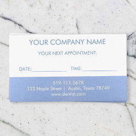 Tarjeta recordatorio de citas azul metálico
