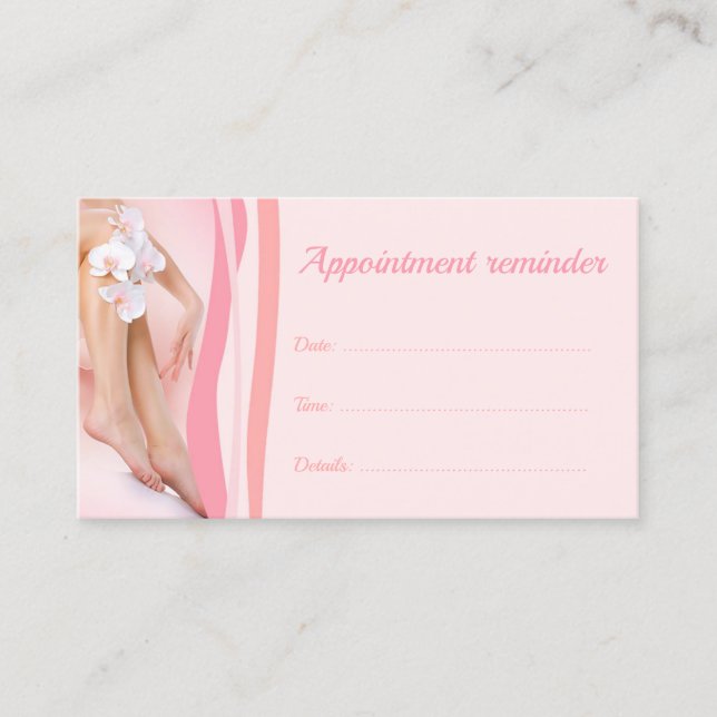 Tarjeta recordatorio de la próxima visita del spa  (Anverso)