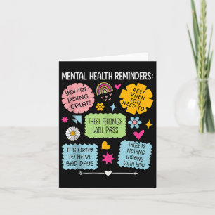 Tarjeta Recordatorios de salud mental de cinta verde Salud