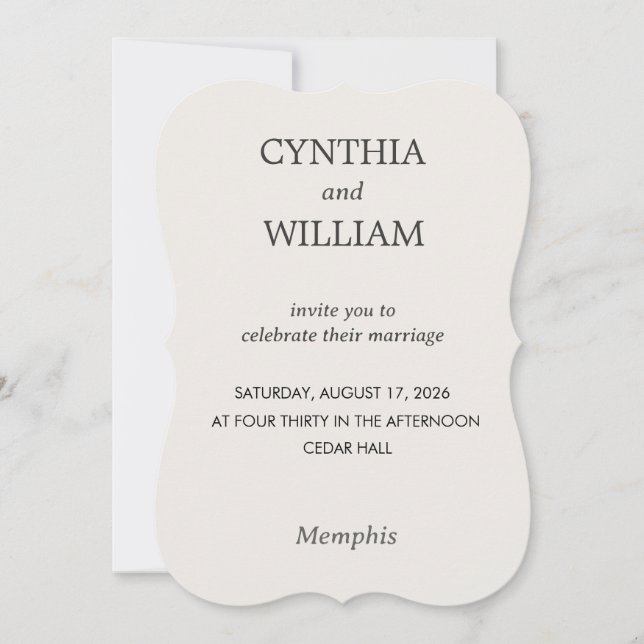 Tarjeta recortada en relieve - Invitación de boda (Anverso)