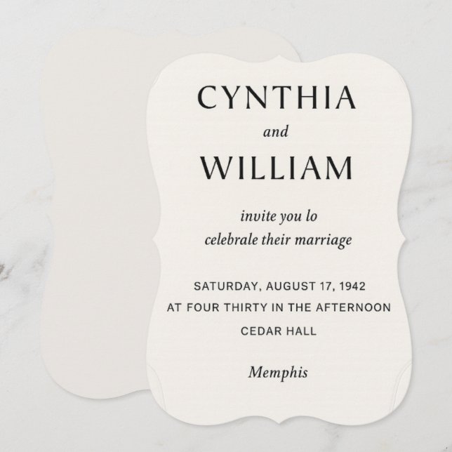 Tarjeta recortada en relieve - Invitación de boda (Anverso / Reverso)