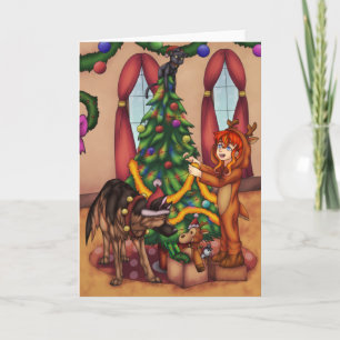 Tarjeta Recortando el árbol de Navidad