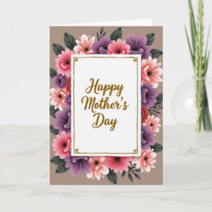 Tarjeta rectangular del día de la madre floral