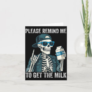Tarjeta Recuerda comprar la leche papá esqueleto día del p