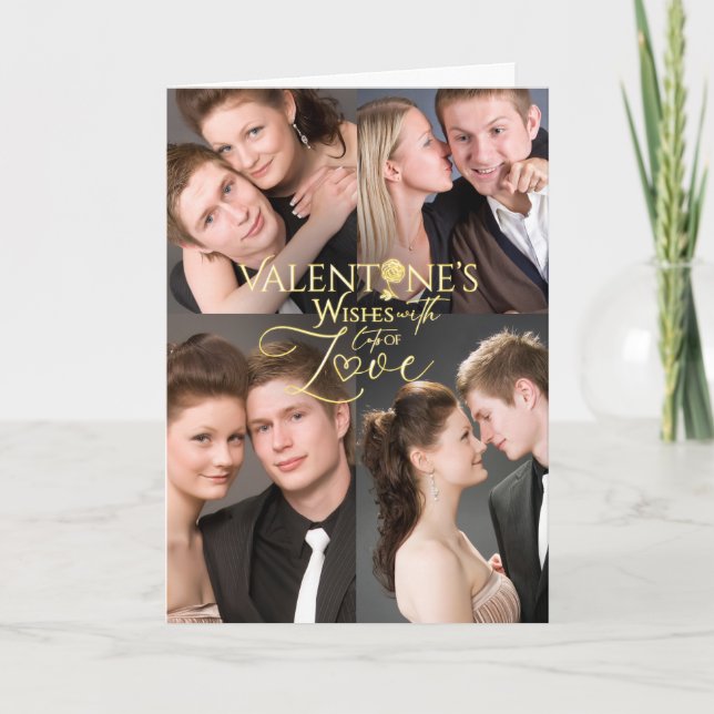Tarjeta Recuerdo de Colaje de Fotos del Día de San Valentí (Anverso)