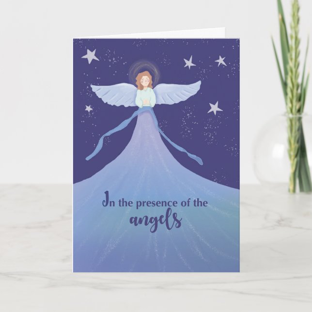 Tarjeta Recuerdo de Cumpleaños Celestial Ángel de Estrella (Anverso)