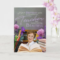 Recuerdo de cumpleaños para profesora con flores e
