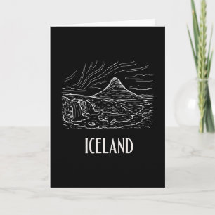 Tarjeta Recuerdo de Islandia Arte Retro Caminata Aurora Bo