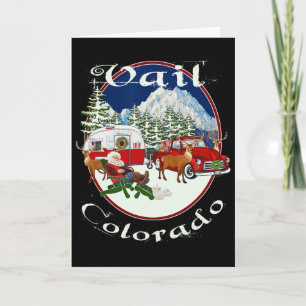 Tarjeta Recuerdo de Navidad de esquí de las Montañas Rocos