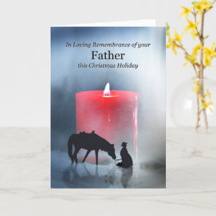 Tarjeta Recuerdo de Navidad del padre con caballo vaquero