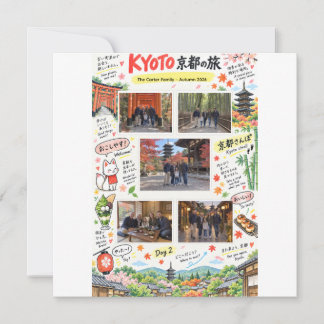 Tarjeta Recuerdo de viaje a Kyoto Japón 5 Collage de fotos