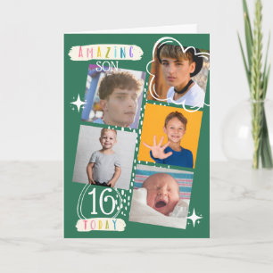 Tarjeta Recuerdos de fotos de hijo de 16 años