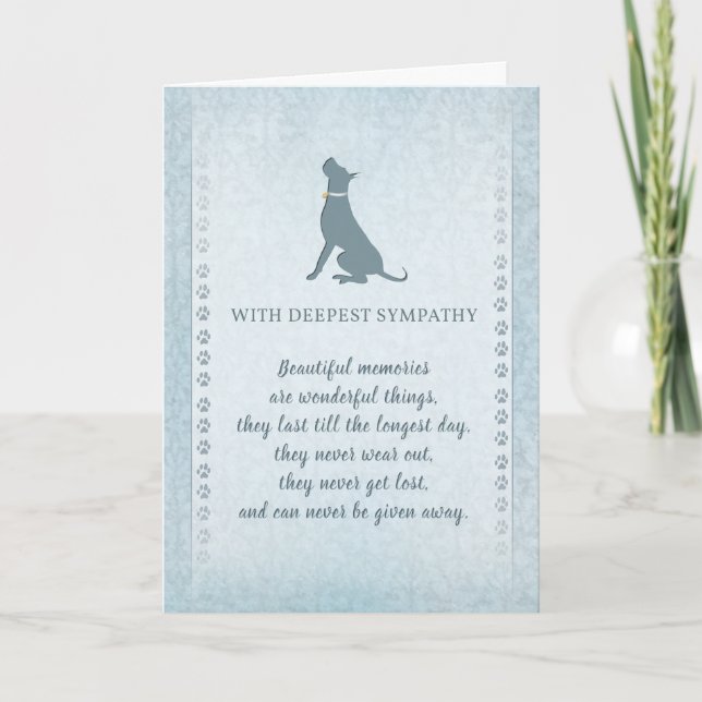 Tarjeta Recuerdos hermosos de la condolencia del perro de (Anverso)
