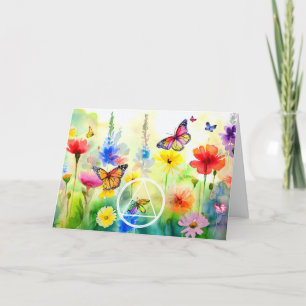 Tarjeta Recuperación de mariposas y flores de símbolo AA