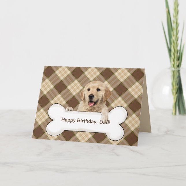 Tarjeta Recuperador de oro de cumpleaños de papá en plaid (Anverso)