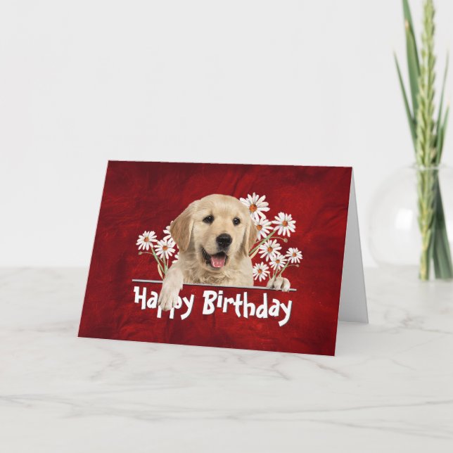 Tarjeta Recuperador de oro de cumpleaños sobre cuero rojo (Anverso)