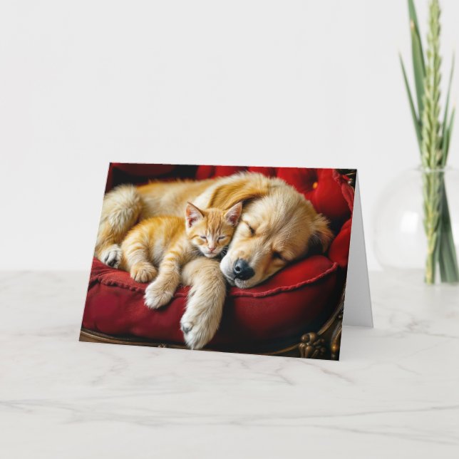 Tarjeta Recuperador de oro de cumpleaños y dorado gatito d (Anverso)