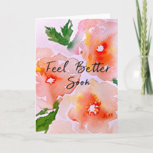Tarjeta Recupérate Pronto Acuarela Floral de Buena Salud