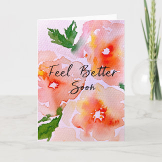 Tarjeta Recupérate Pronto Acuarela Floral de Buena Salud