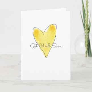 Tarjeta Recupérate Pronto Corazón Amarillo Acuarela Amor