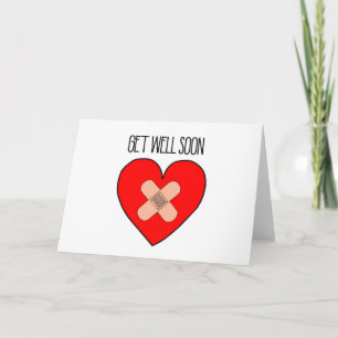 Tarjeta Recupérate pronto - corazón con vendas