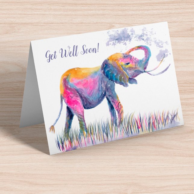 Tarjeta ¡Recupérate Pronto! Elefante Acuarela (Subido por el creador)