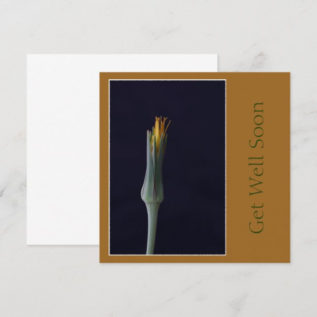 Tarjeta Recupérate Pronto Floral Tonos Marrones Dorados (Anverso / Reverso)