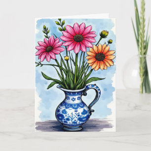 Tarjeta Recupérate Pronto Flores de Colores Brillantes en 