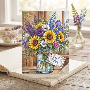 Tarjeta Recupérate Pronto Flores para Sentirse Mejor
