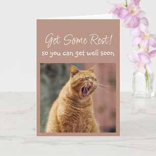 Tarjeta Recupérate Pronto Gato Dormido Bostezando Animal D