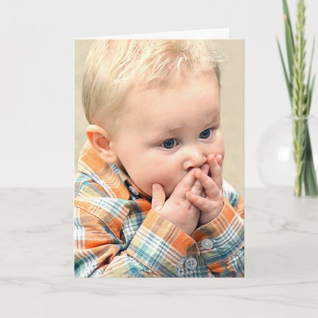 Tarjeta Recupérate Pronto Niño Pequeño Sorprendido (Anverso)