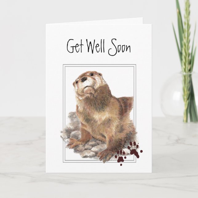 Tarjeta Recupérate Pronto, Nos Importas, Nutria Adorable & (Anverso)