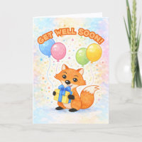 ¡Recupérate Pronto! Zorro adorable con globos y un