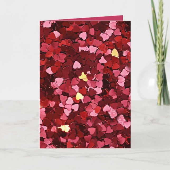 Tarjeta Red and Pink Hearts Confetti Happy Valentine's Day (Anverso)